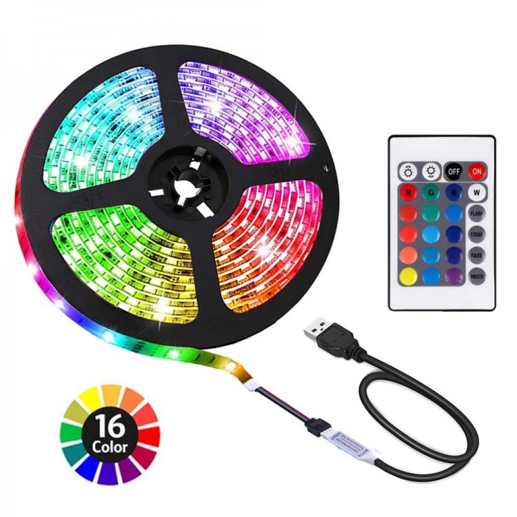 2X BANDA LED MULTICOLORA 5M, CU TELECOMANDA, 2x 5m