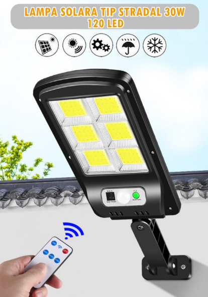 PACHET 3x LAMPA STRADALA cu INCARCARE SOLARA 30W