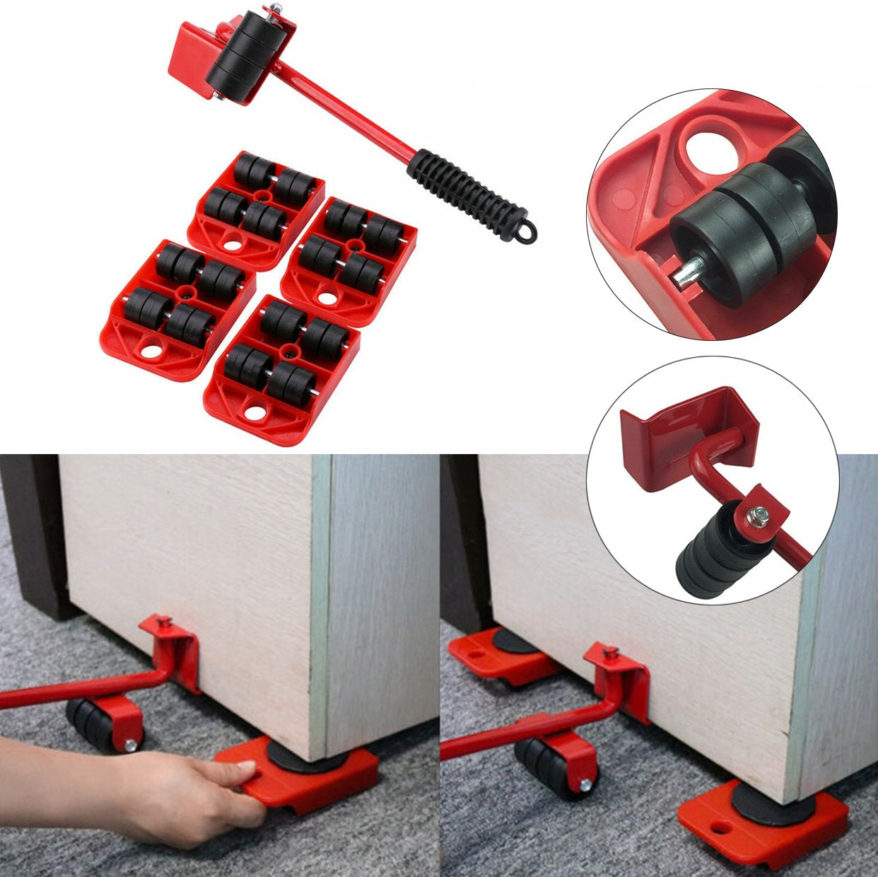 SUPORT MUTAT MOBILA + SET 4x PICIORUSE ANTI-ZGOMOT MASINA SPALAT